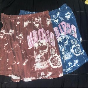 SHEIN Skull and Butterfly Graphic tie dye lounge Shorts Set size large
